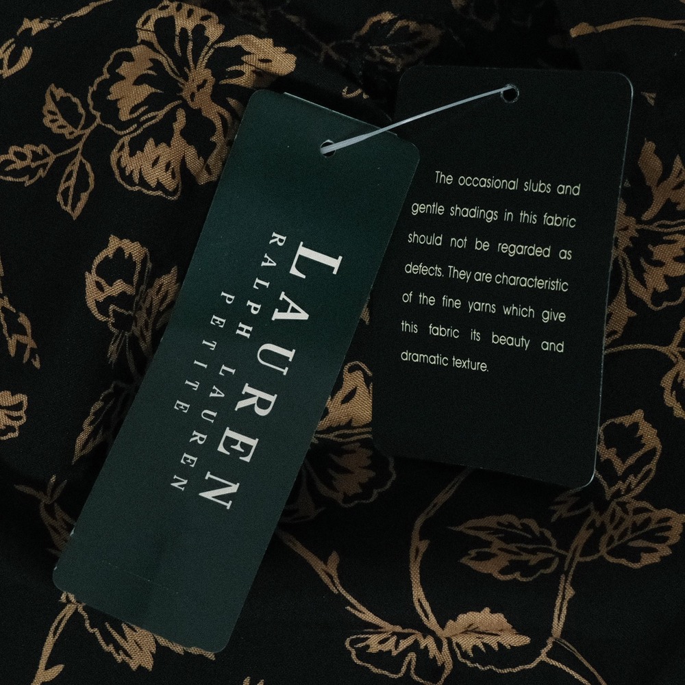 Lauren Ralph Lauren 4P Black & Beige Floral Silk Linen Midi Wrap Skirt NWT - Picture 4 of 9